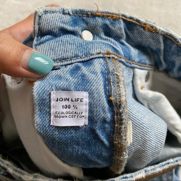 Zara Women Join Life Premium 90s Bermuda High Waist Denim Jeans Shorts US 0 - Picture 10 of 11